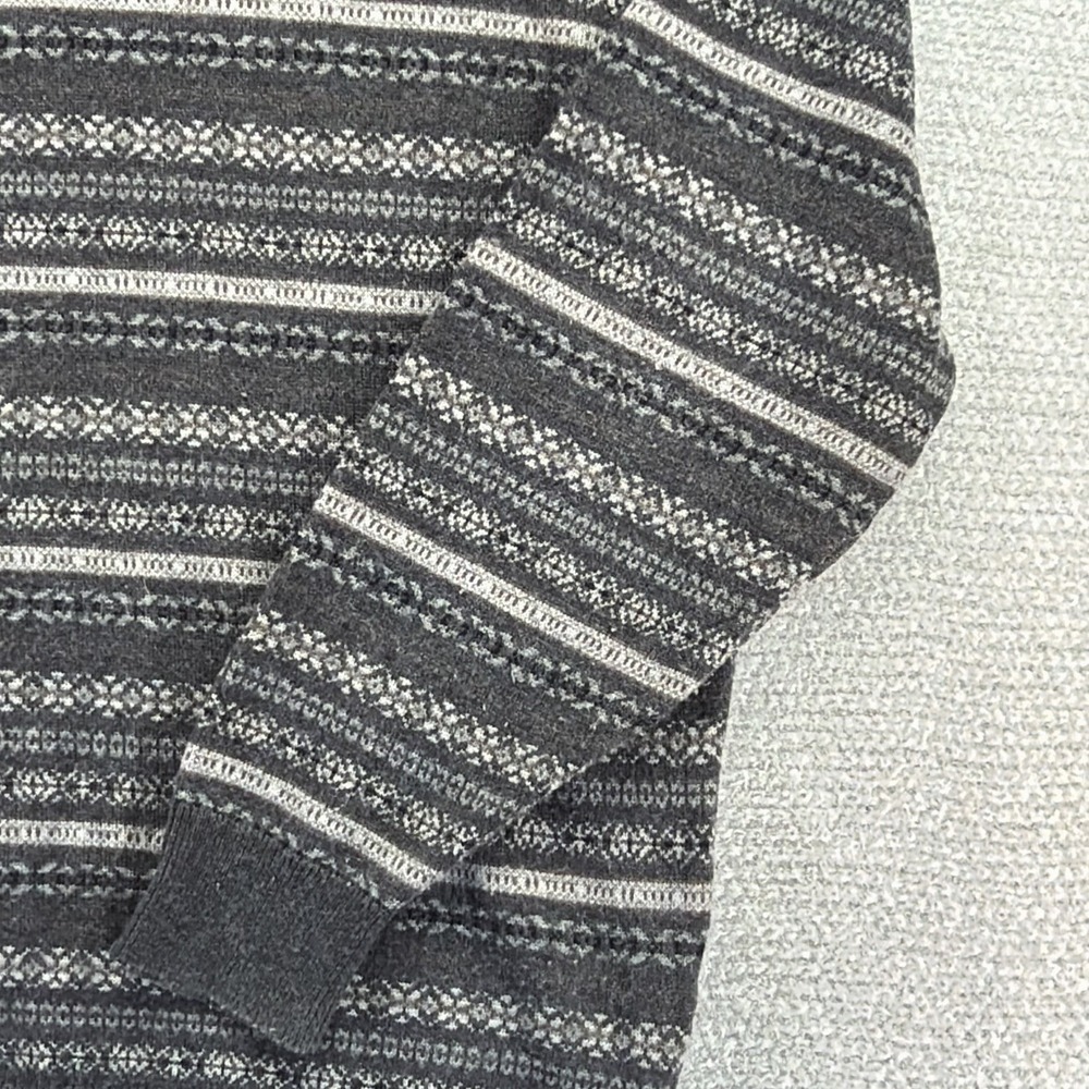 Jos A Bank Sweater Mens Large Gray Geometric Lambs Wool Blend Pullover V-Neck - Picture 4 of 15